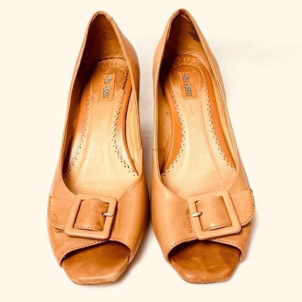 Miz Mooz tan Leather Peep Toe buckle toe Wedge sh… - image 3