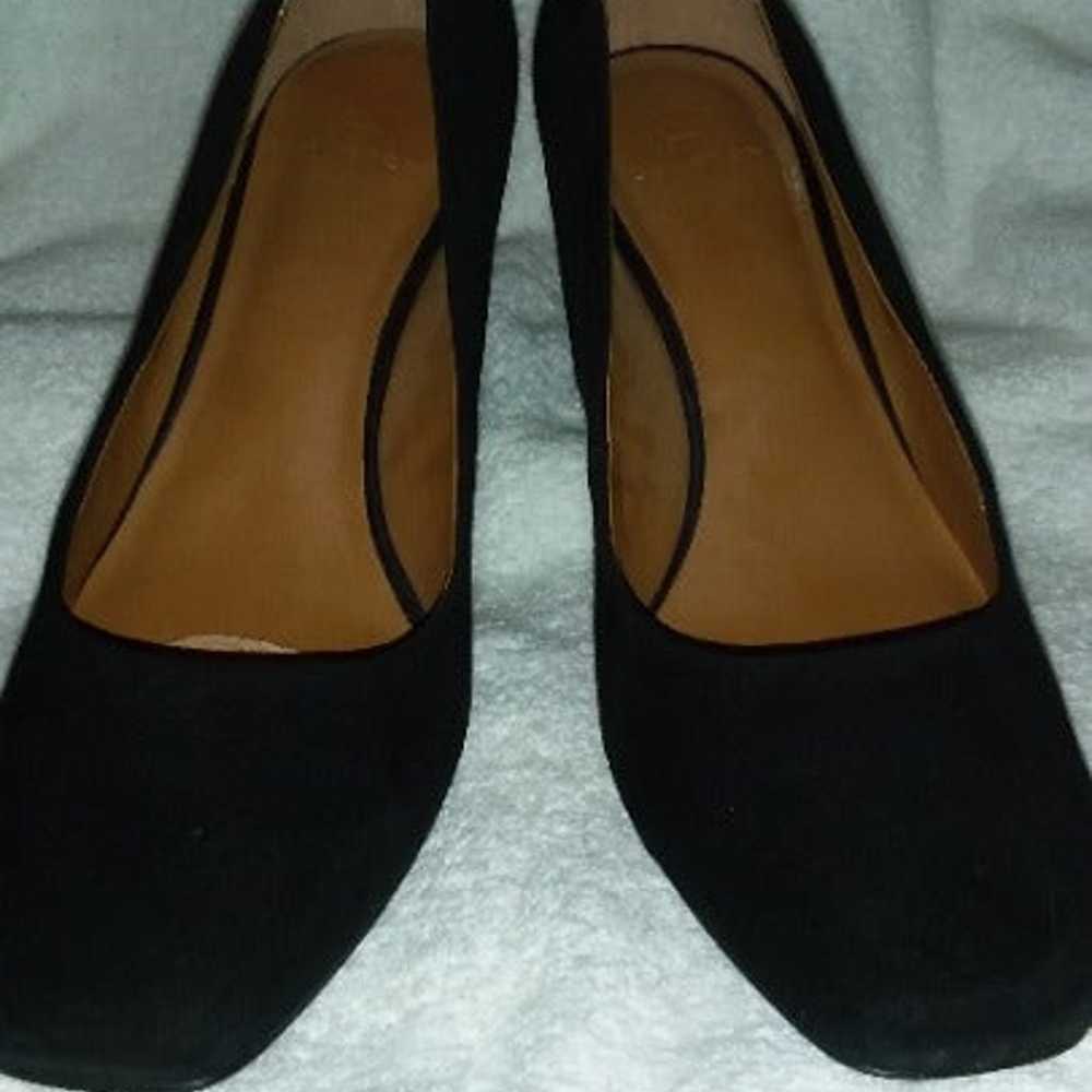 Halston Black Suede Spool Heel 7M - image 2