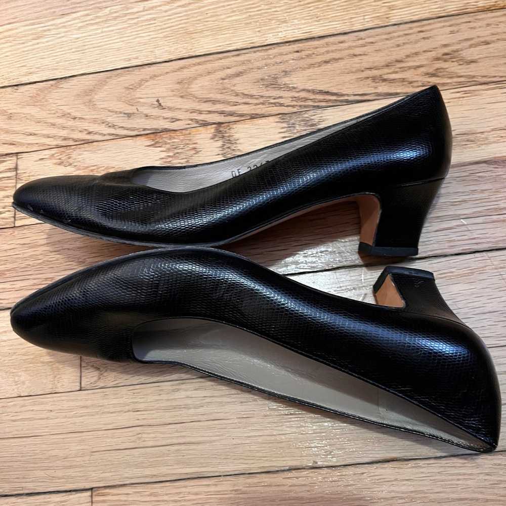 Salvatore Ferragamo Black Leather Block Heels 8