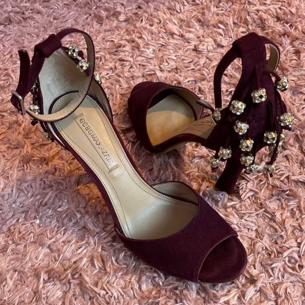 purple BCBG peep toe heels with decorations in th… - image 1