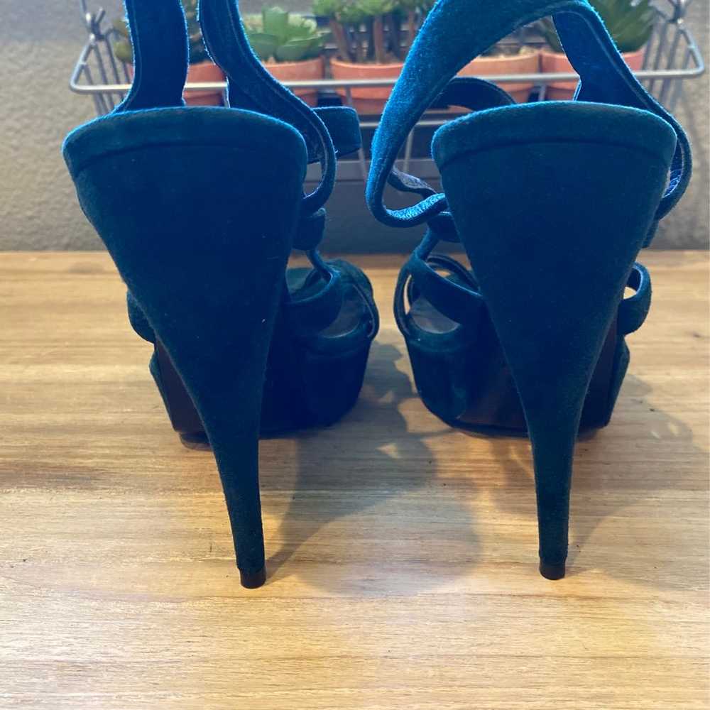 Green velvet stiletto heels - image 2