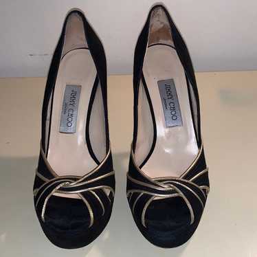 Jimmy Choo Black and Gold 'Kilda' Pumps