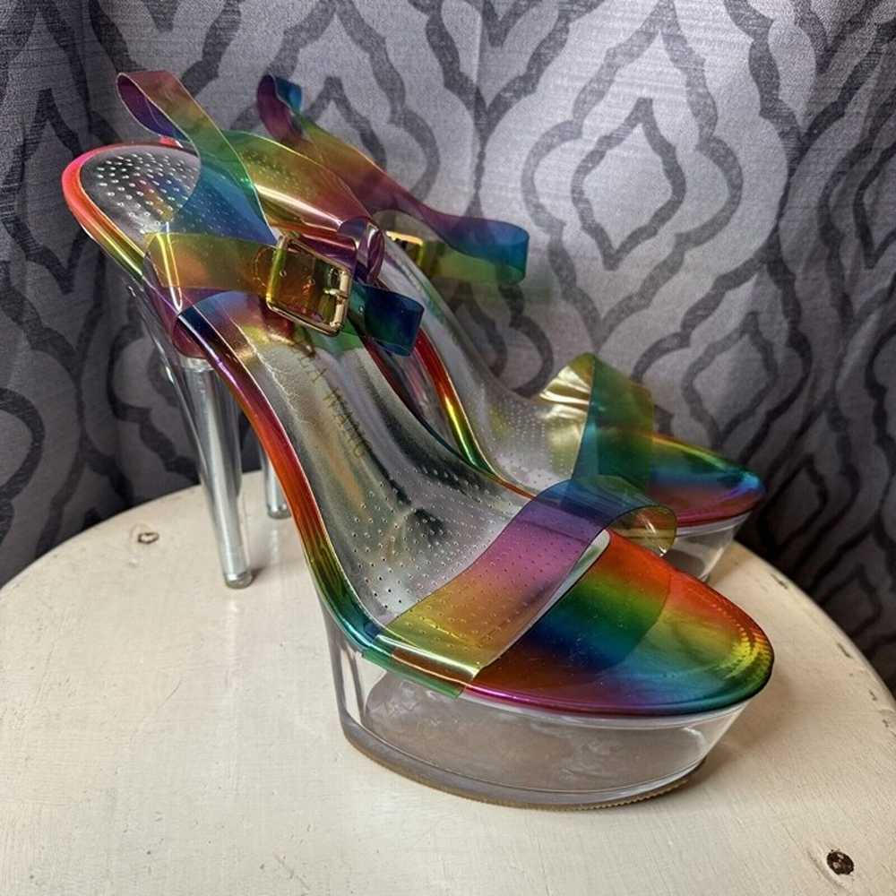 AZALEA WANG Rainbow Croix Clear Platform Heels Si… - image 1