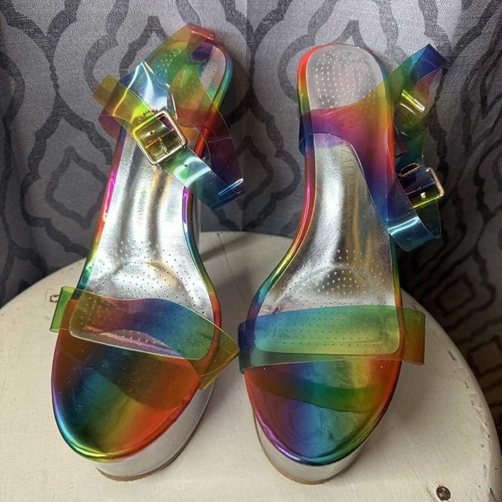 AZALEA WANG Rainbow Croix Clear Platform Heels Si… - image 2