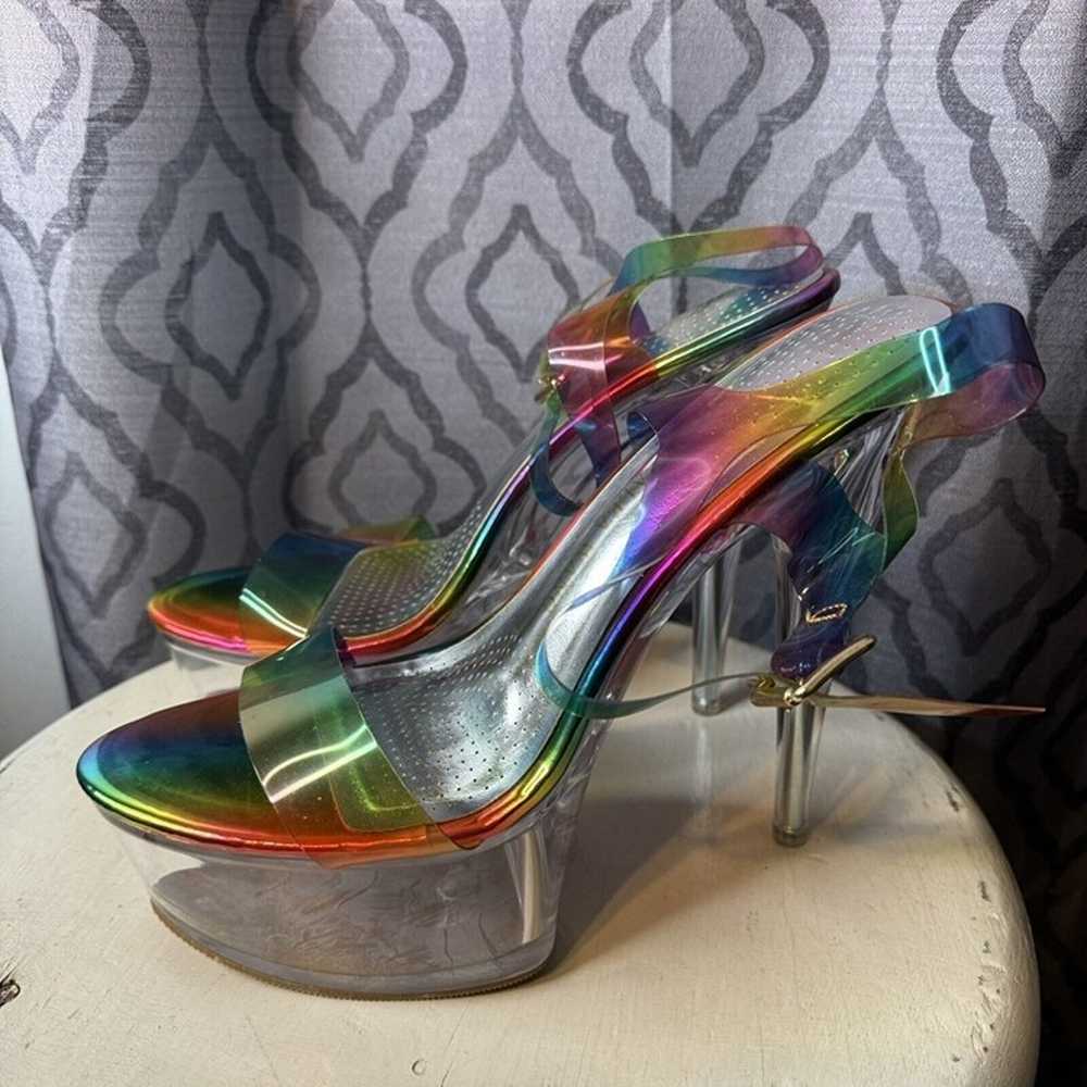 AZALEA WANG Rainbow Croix Clear Platform Heels Si… - image 4