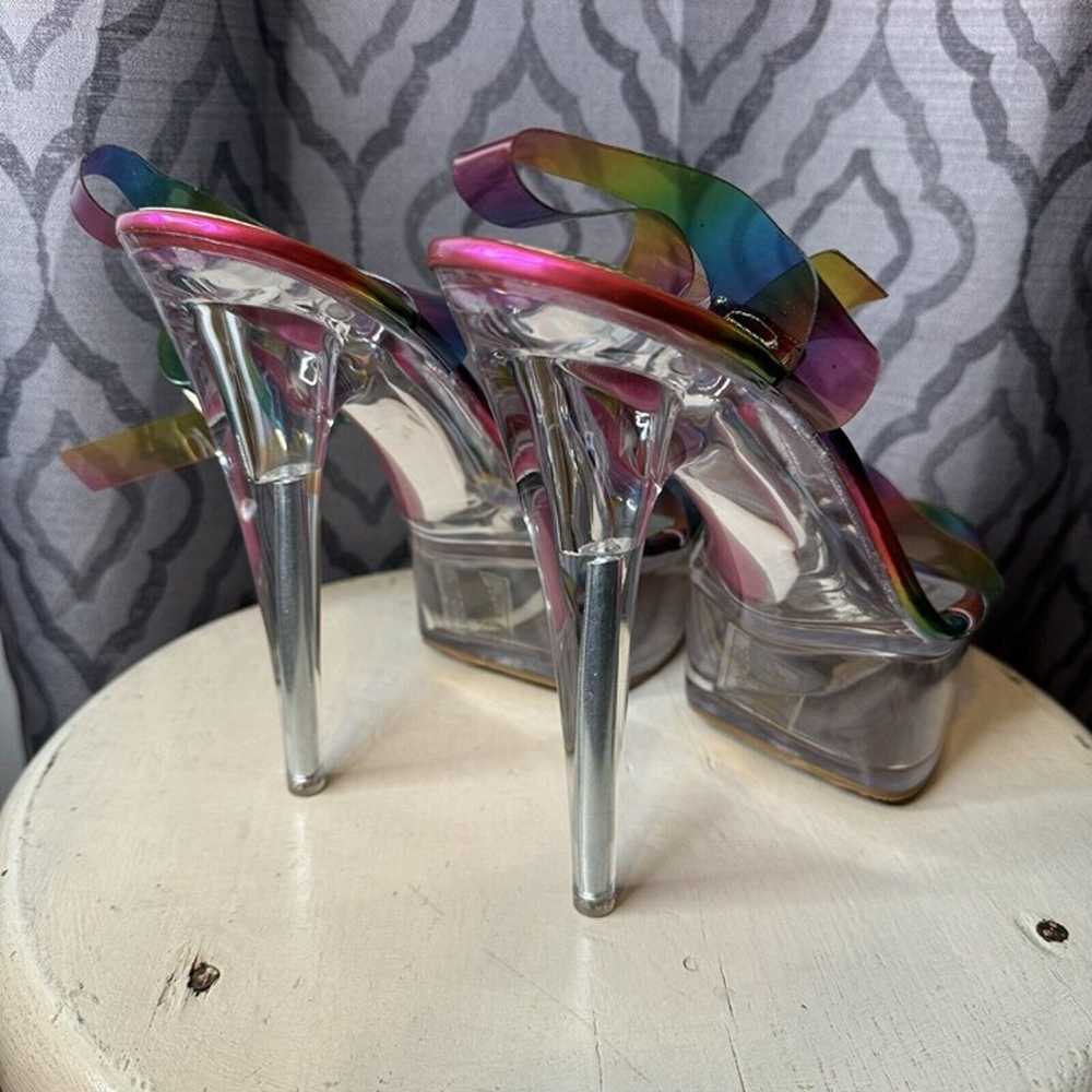 AZALEA WANG Rainbow Croix Clear Platform Heels Si… - image 7