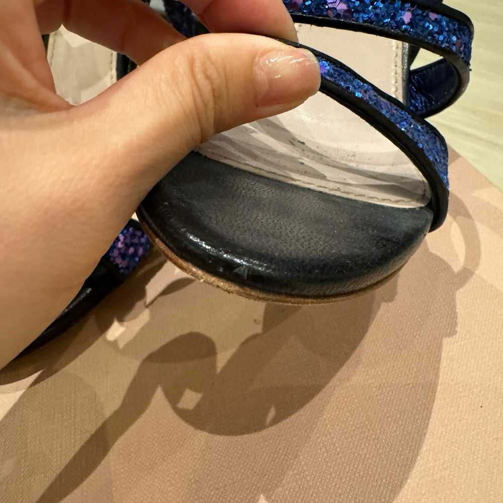 Miu Miu Blue Glitter Sequin Ankle Sandal Heels Si… - image 6