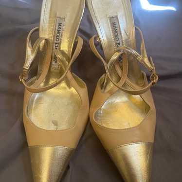 Gold and Beige Manolo Blahnik heels