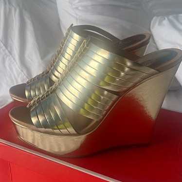 COACH women gold wedges size 10