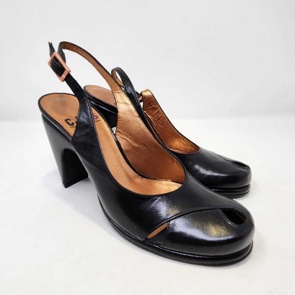 Charles Jourdan Black All Leather Pumps Heels  Sl… - image 1