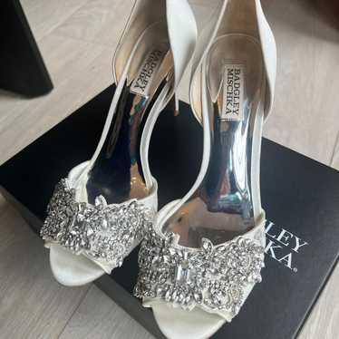 White wedding heels Badgley Mischka Andrea heels