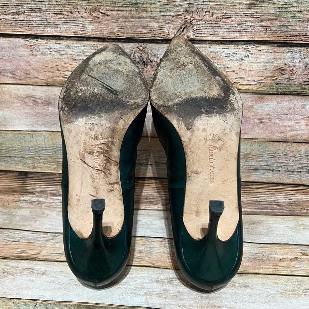 Manolo Blahnik Green Leathers Heels - image 7