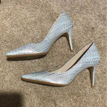 Silver snake calvin klein heels