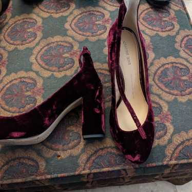Gianni Bini red velvet heels