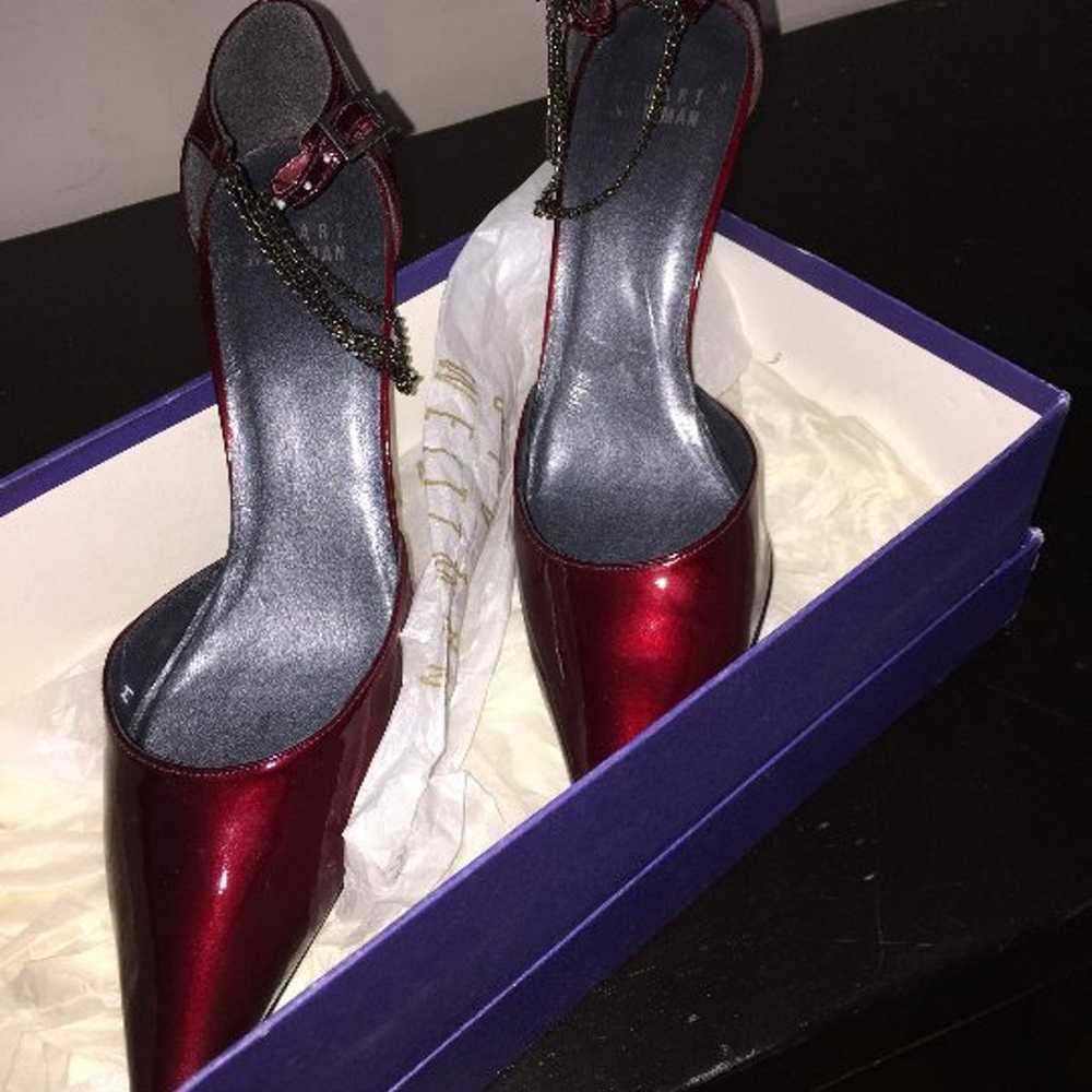 Burgundy red patent leather heals - image 2