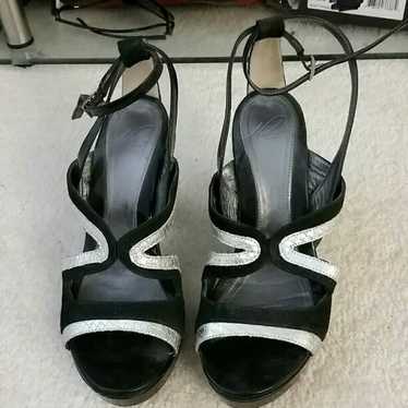 Silver Black Bebe Heels