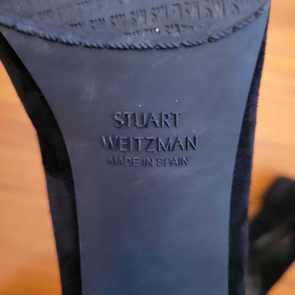 Stuart Weitzman 8M Suede Black Velvet Leather Blo… - image 7