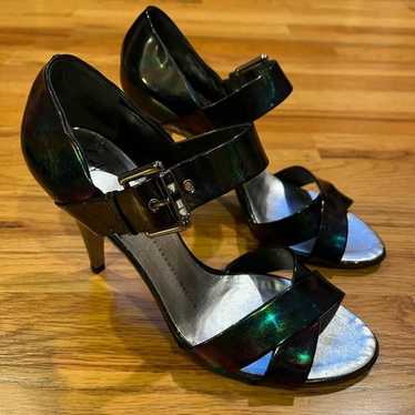 GIUSEPPE ZANOTTI Oil Slick Iridescent Heels 8.5