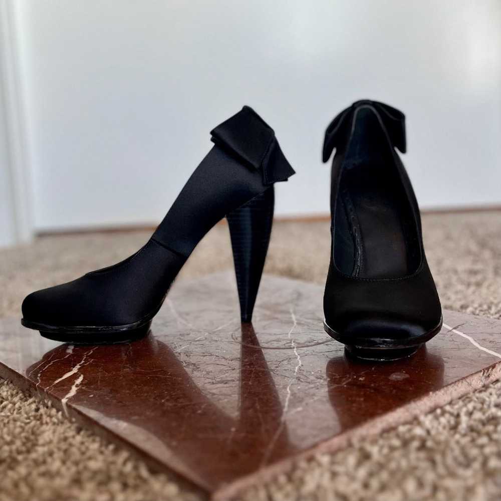 Alice + Olivia Black Satin Cone Heels with Ankle … - image 2