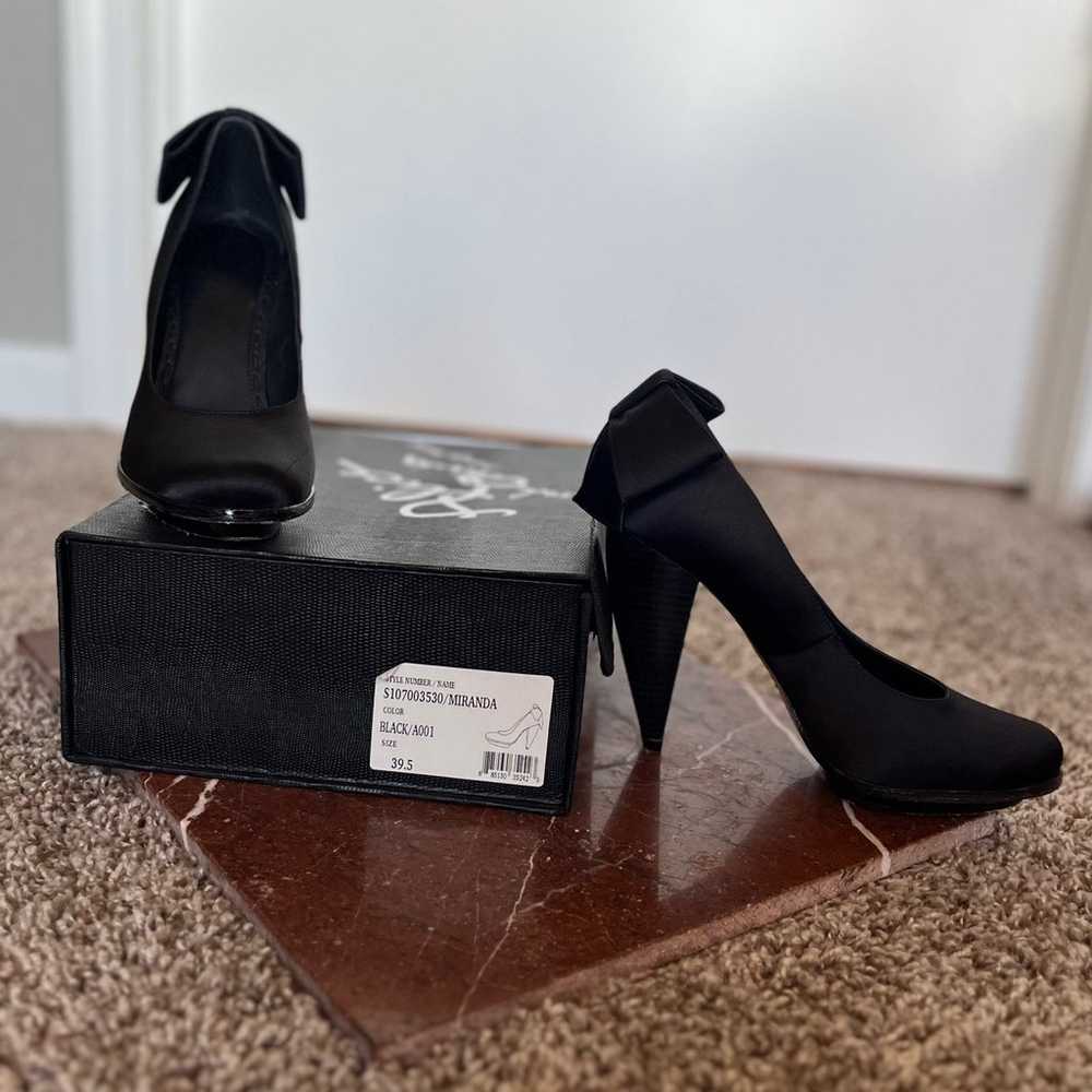 Alice + Olivia Black Satin Cone Heels with Ankle … - image 4