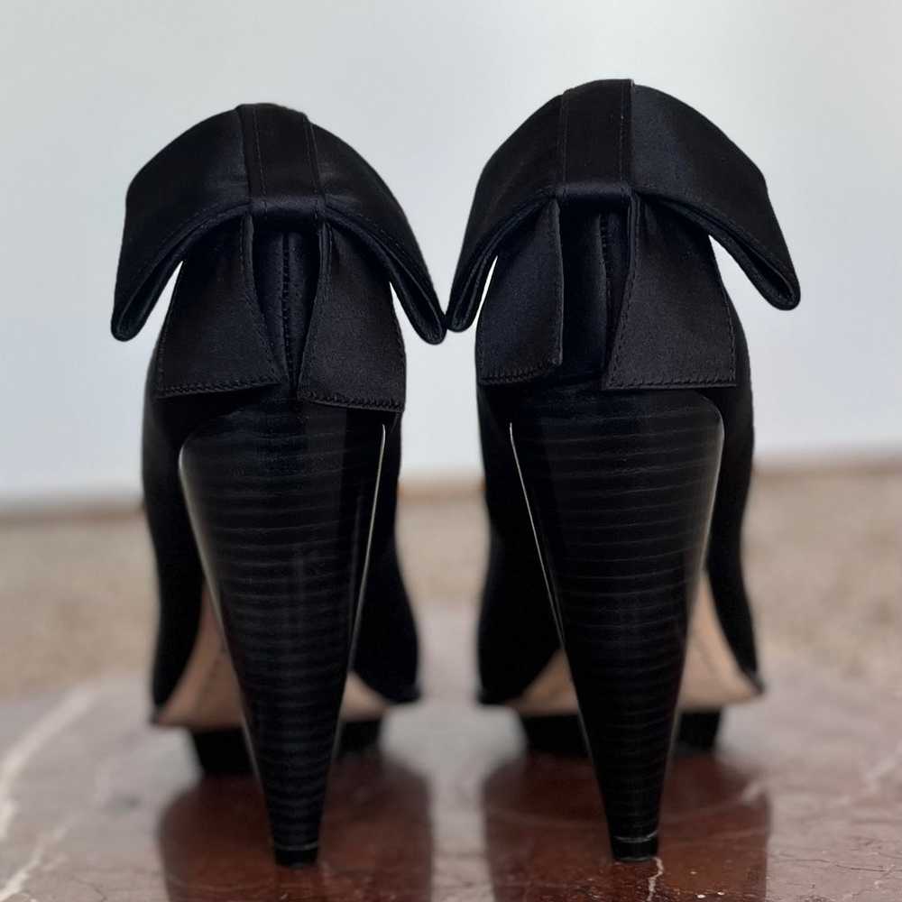 Alice + Olivia Black Satin Cone Heels with Ankle … - image 9