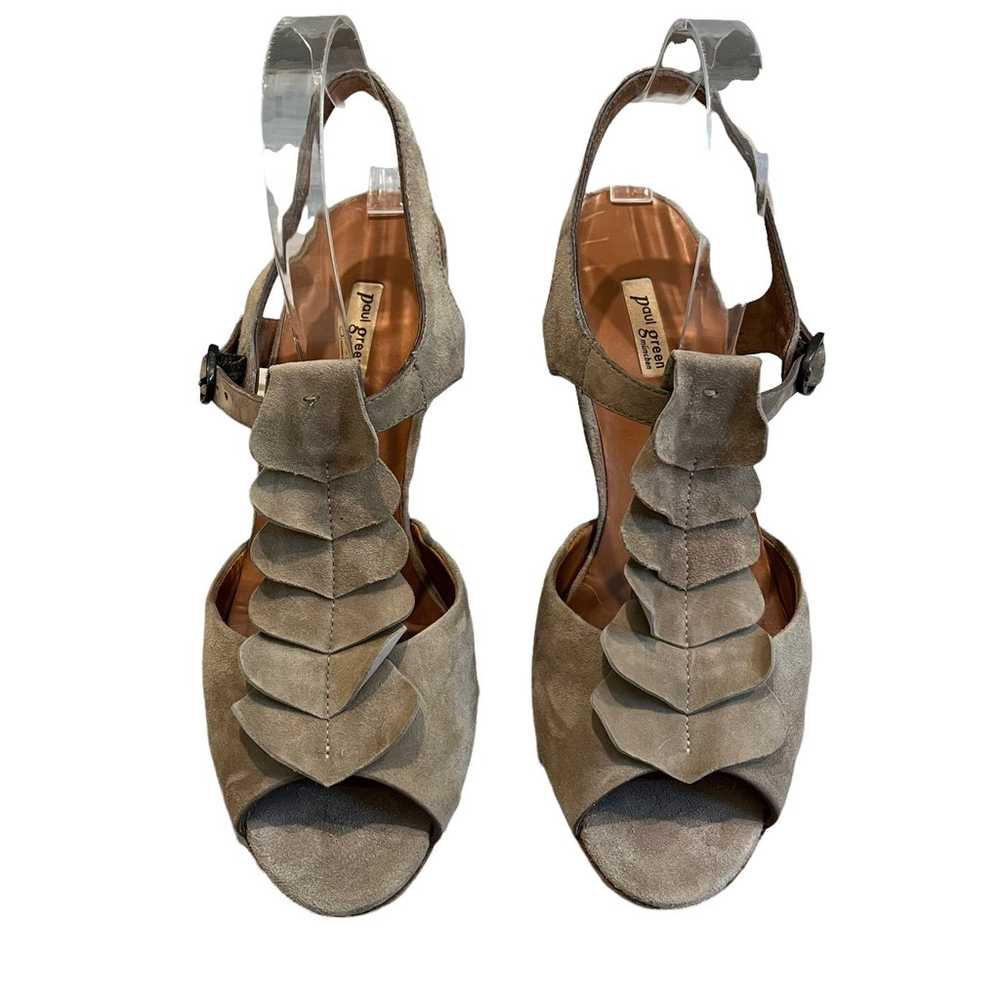 Paul Green Lava T-strap Taupe Suede Ruffle Platfo… - image 2