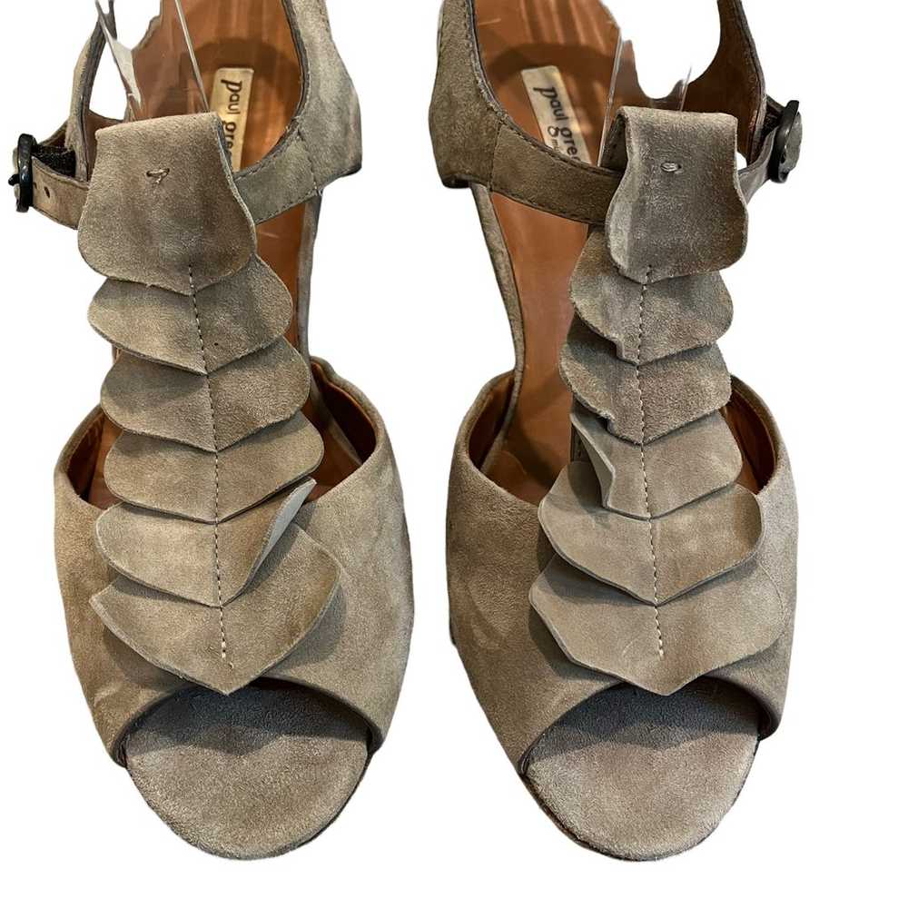 Paul Green Lava T-strap Taupe Suede Ruffle Platfo… - image 4