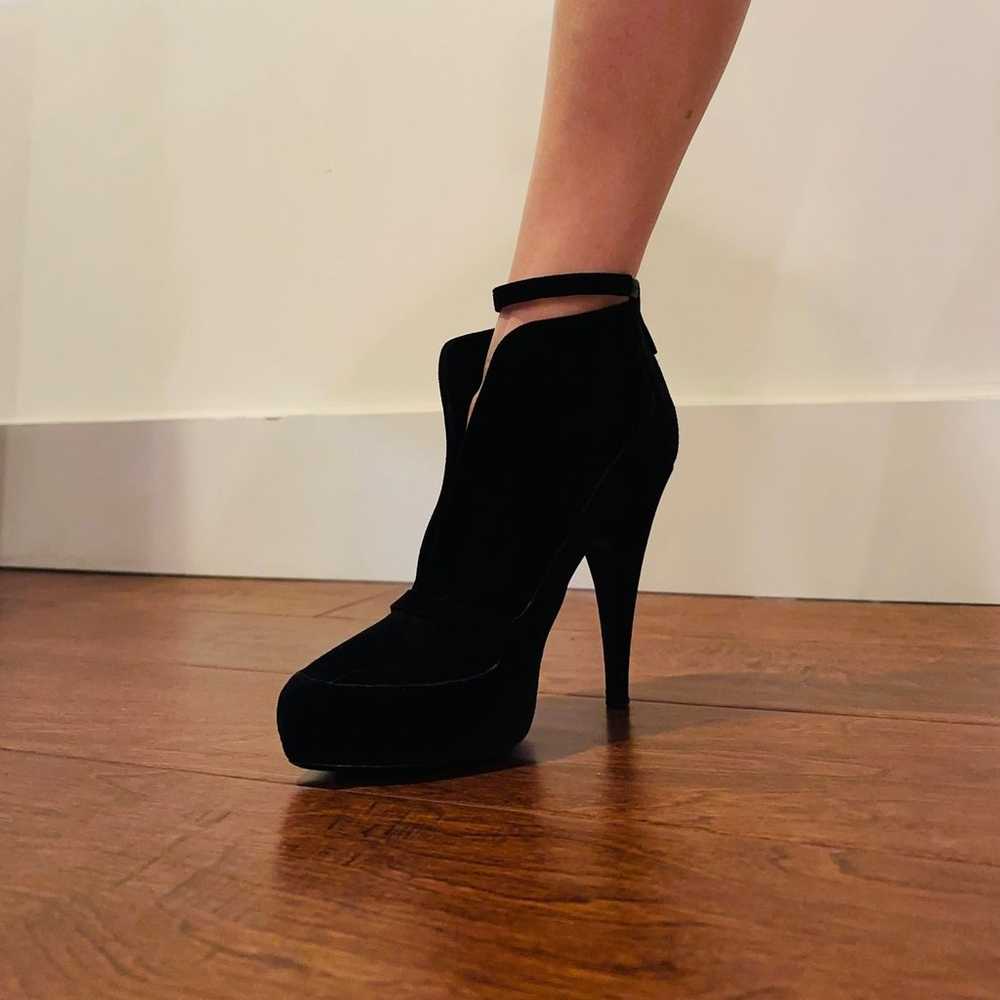 Givenchy black suede “Crosta” bootie heels size 7… - image 2