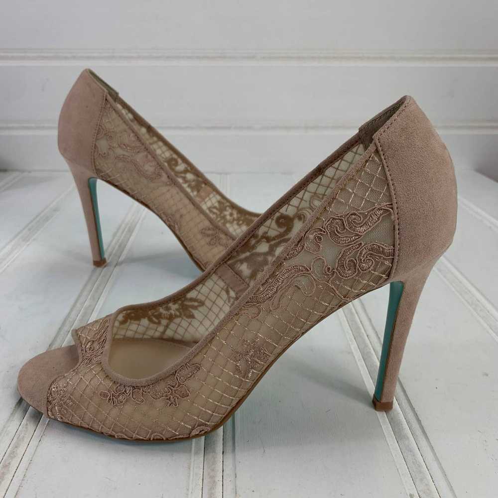 Betsey Johnson 10 Nila Pale Nude Lace Peep Toe Pu… - image 6