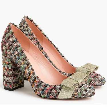 J.Crew Tweed Pumps with Gold Bow - image 1