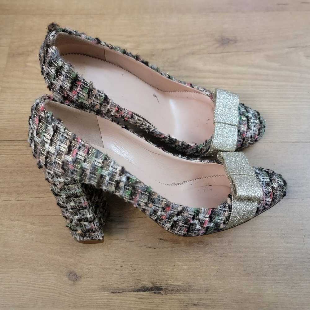 J.Crew Tweed Pumps with Gold Bow - image 3