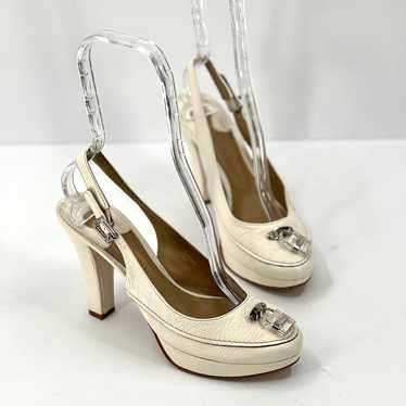CHLOE Vintage Shoes Womens 37 Off White Leather Sl