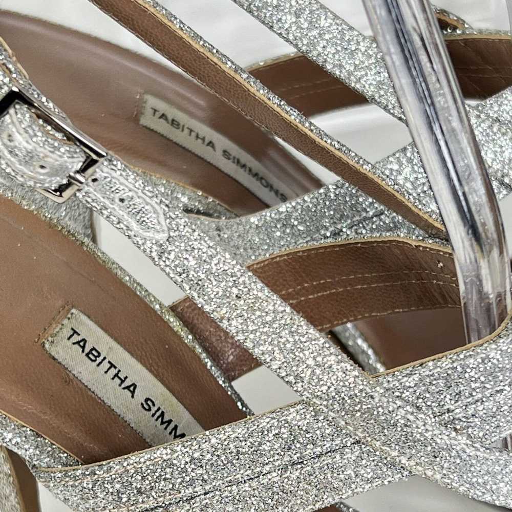 Tabitha Simmons Glitter Metallic Silver Stiletto … - image 11