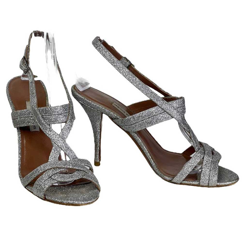 Tabitha Simmons Glitter Metallic Silver Stiletto … - image 4