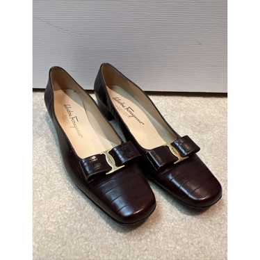 Salvatore Ferragamo low heel Brown Shoes Croc Pri… - image 1