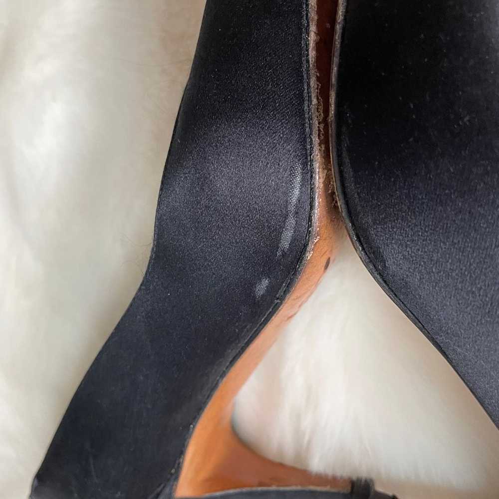 YVES SAINT LAURENT YSL Black Satin Pump Heel Size… - image 3