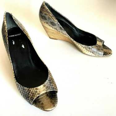 Pierre Hardy Wedge Pump Open Toe Snake Python Leat