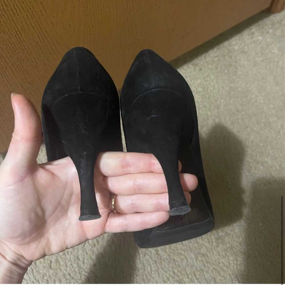 Stuart Weitzman black suede heels pump with fur p… - image 7