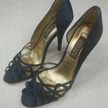 Badgley Mischka Navy Blue Satin/Kid Sued - image 1