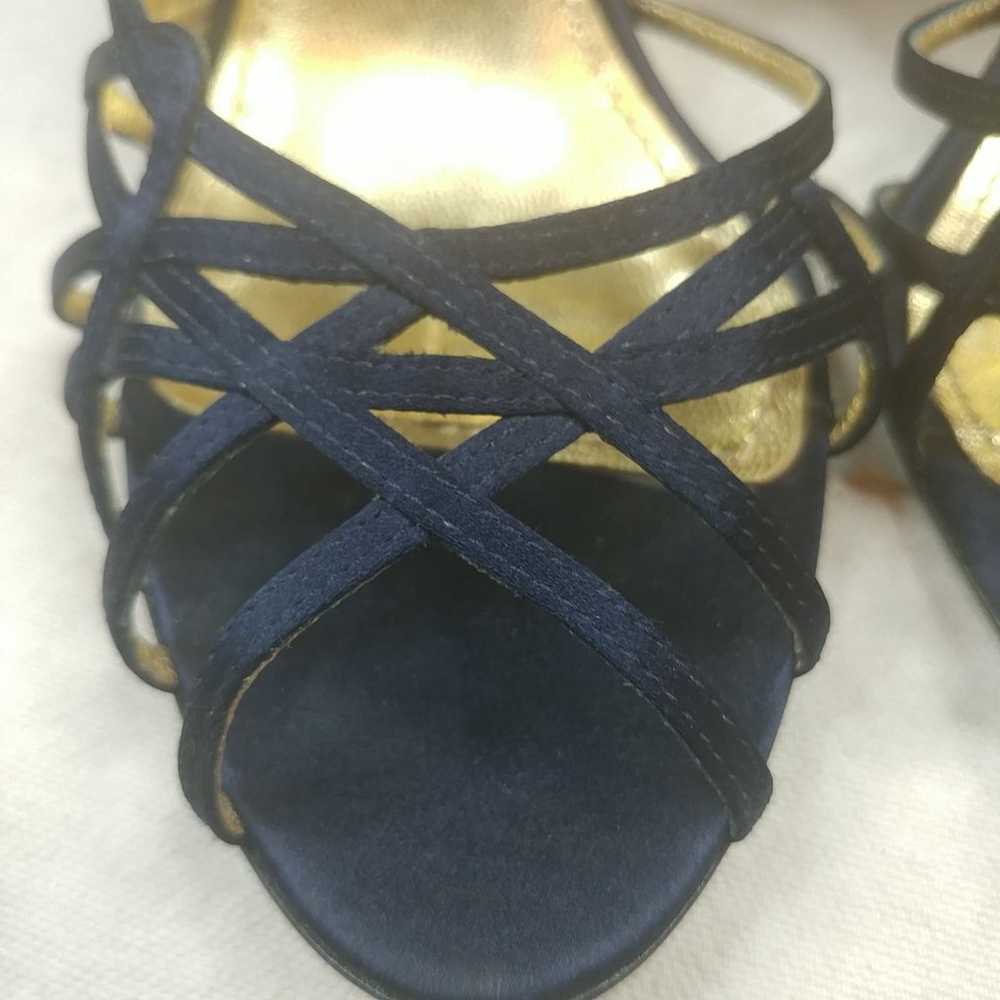 Badgley Mischka Navy Blue Satin/Kid Sued - image 3