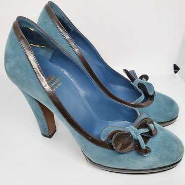 Rare, vintage Moschino blue suede heels