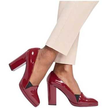 Brooks Brothers Red Patent Block Heel Pumps Size 7