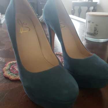 Soft teal Joan and David heels