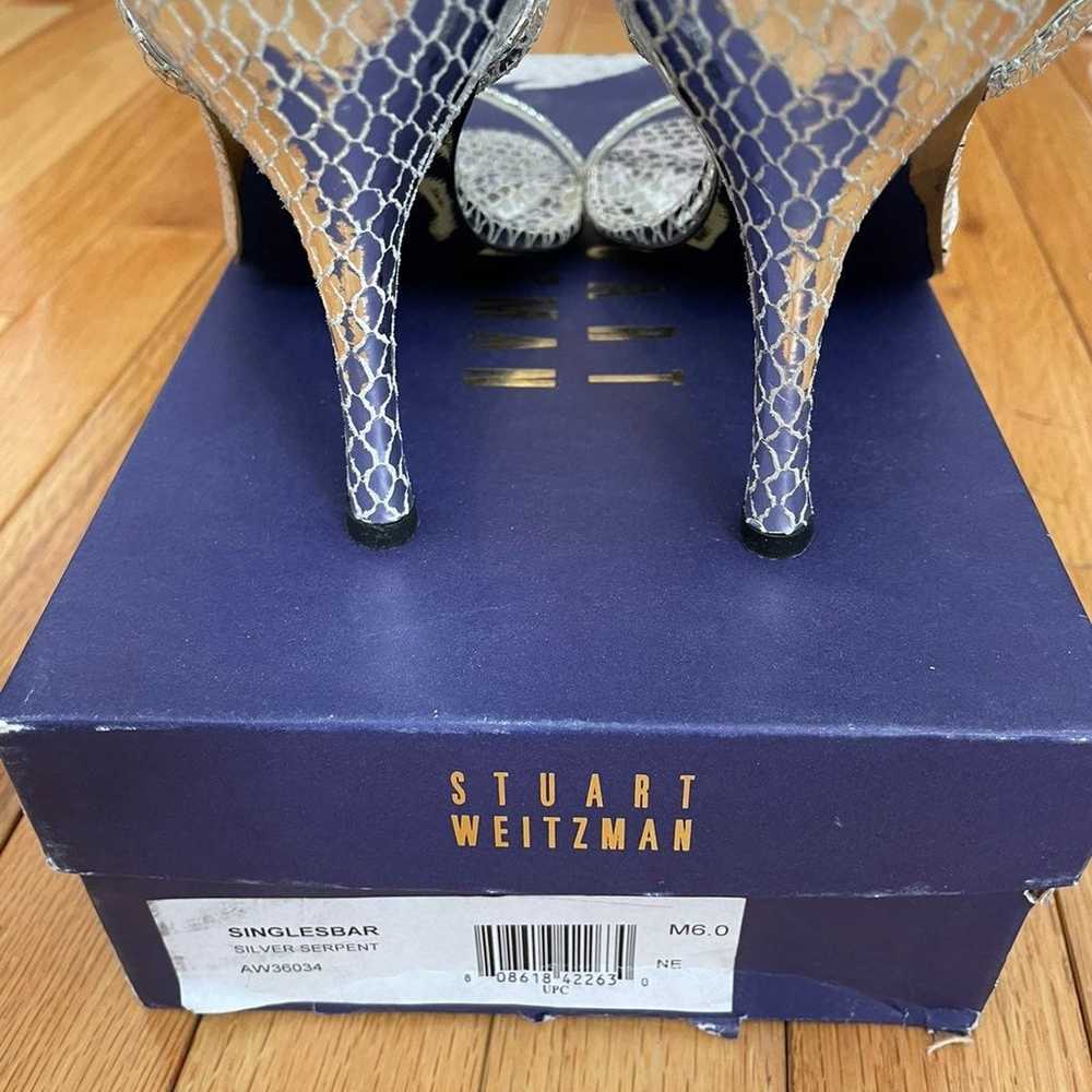 Stuart Weitzman Silver Serpent Heels Sz6 - image 4