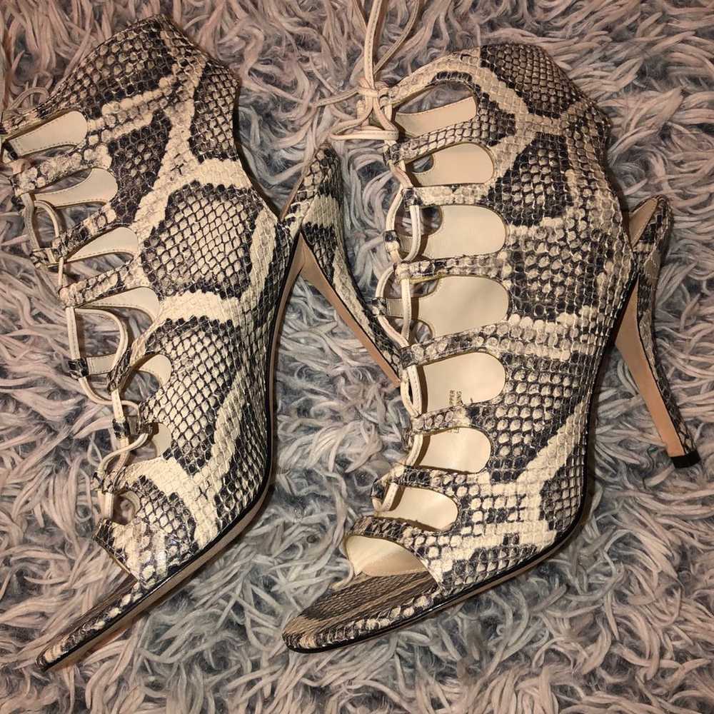 VIA SPIGA SNAKE PRINT LACE UP HEELS - image 2