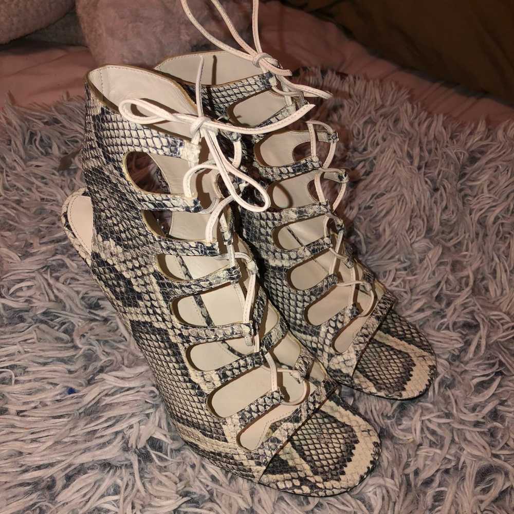 VIA SPIGA SNAKE PRINT LACE UP HEELS - image 4