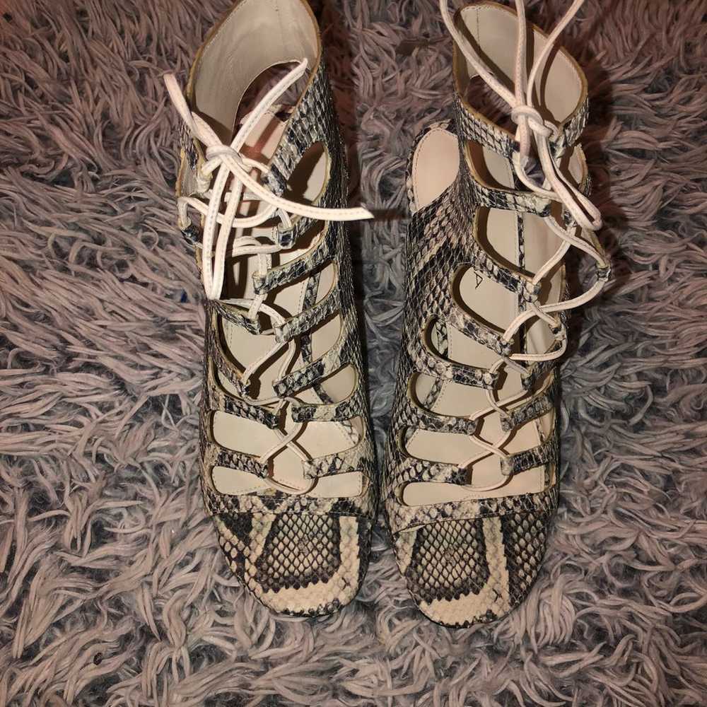 VIA SPIGA SNAKE PRINT LACE UP HEELS - image 5