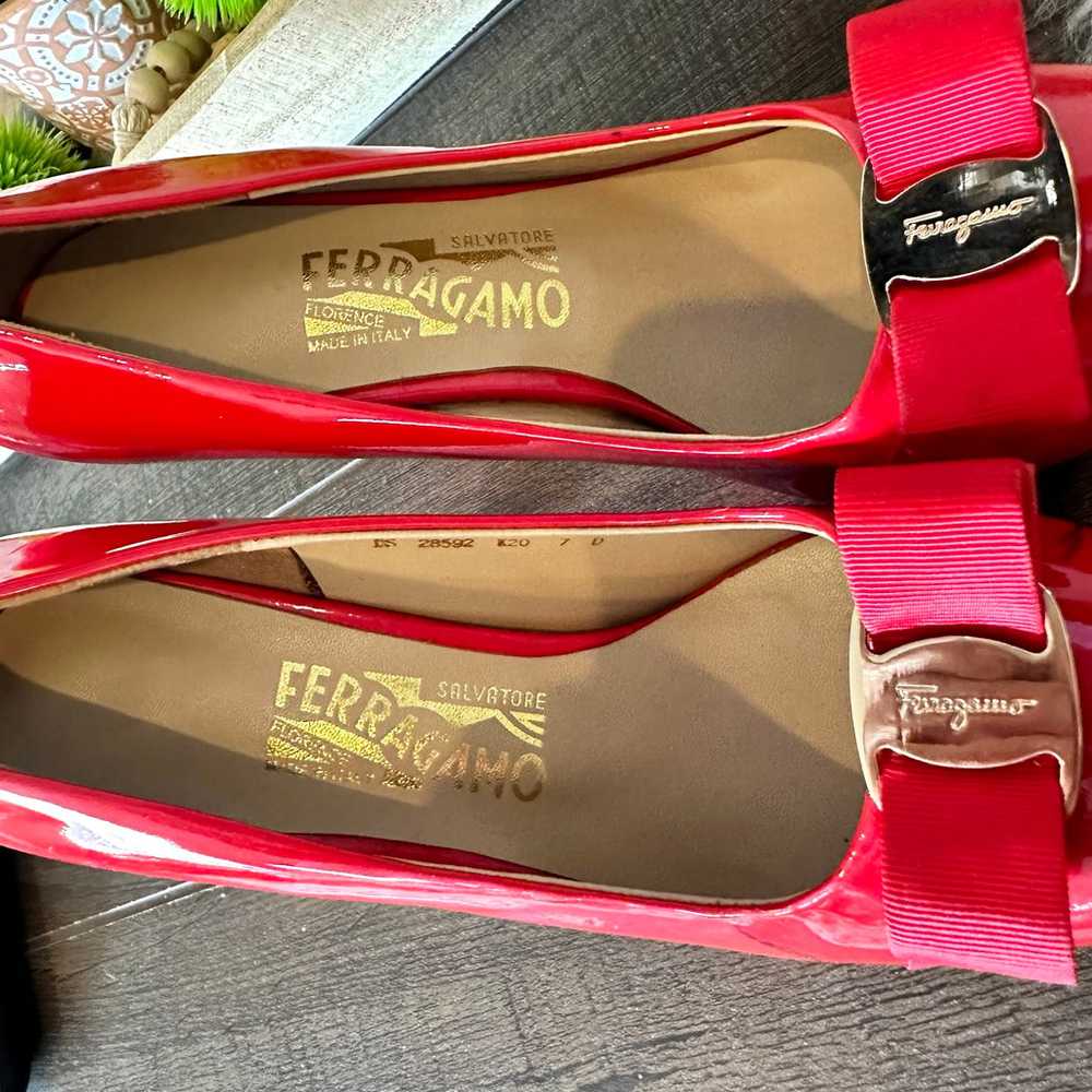 Salvatore Ferragamo Red Vara Heel  Platform Pumps… - image 10