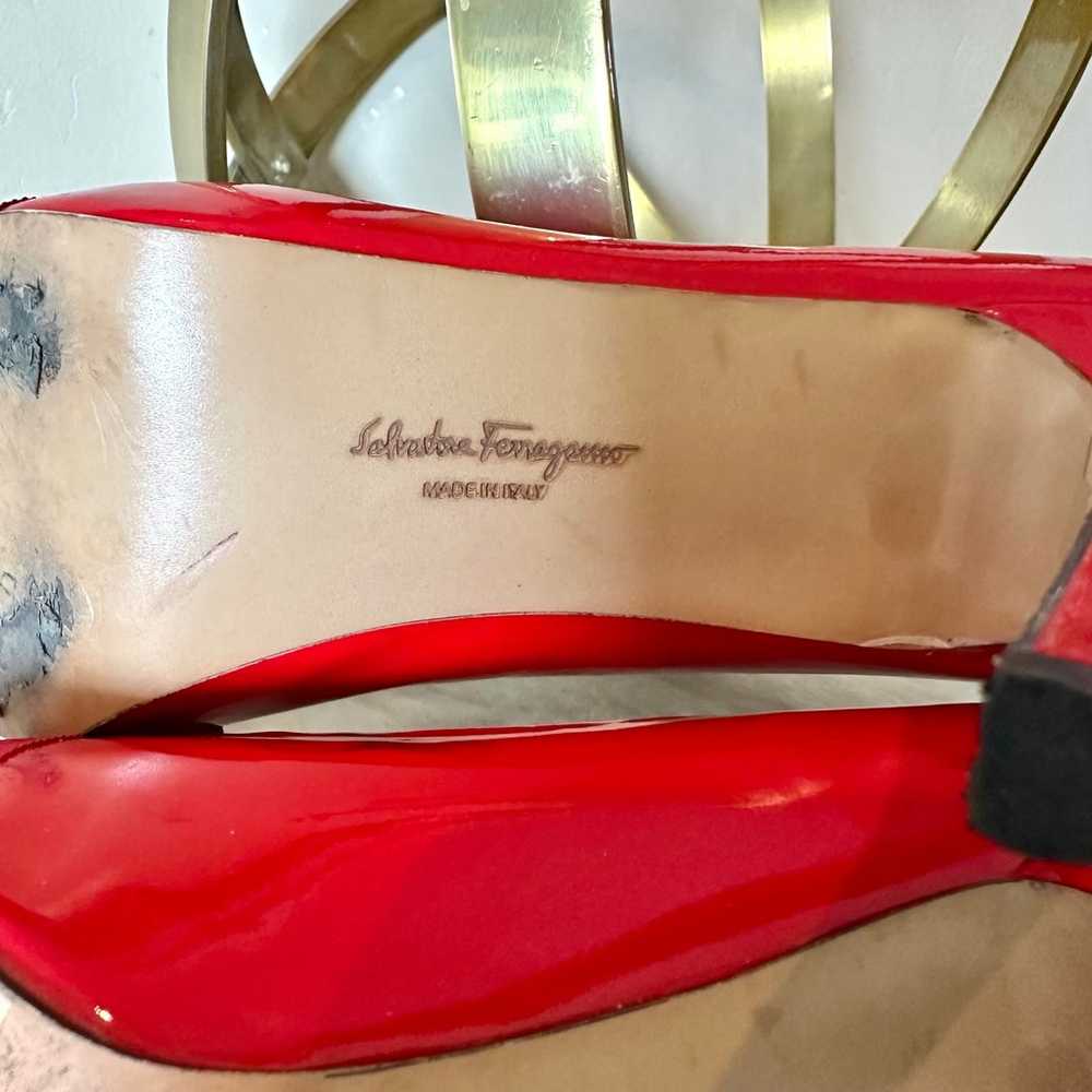 Salvatore Ferragamo Red Vara Heel  Platform Pumps… - image 12
