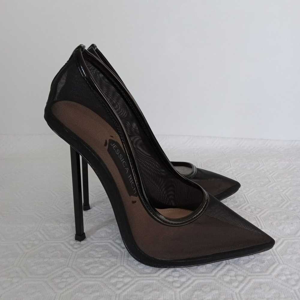 JESSICA RICH Black Mesh Pointed Toe Stiletto Heel… - image 1